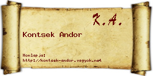 Kontsek Andor névjegykártya